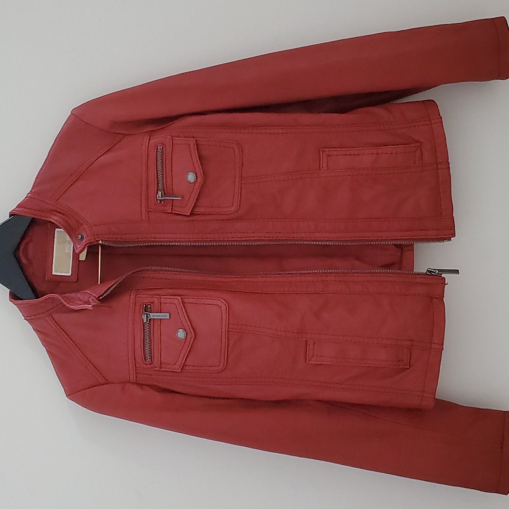 Michael Kors Soft Leather Jacket in Gorgeous Brick Red